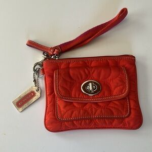 Vintage Coach Red Quilted Wristlet Clutch
